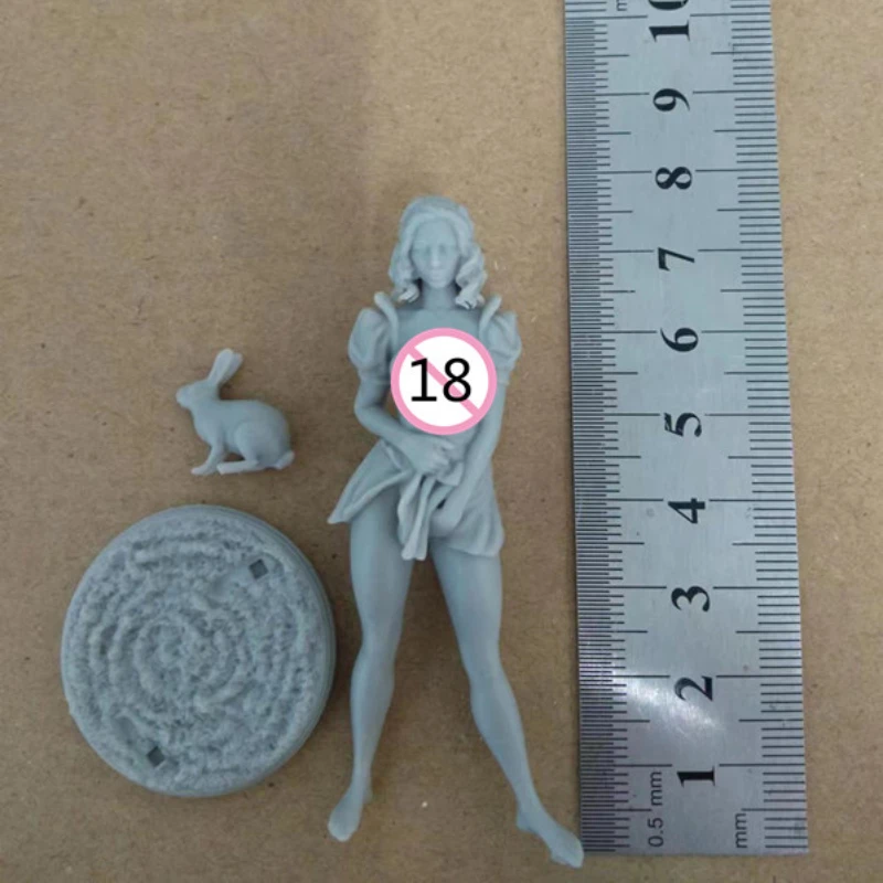 Princess and Rabbit Full Resin Figure 1/24 Scale 75mm Assemble Miniature Garage Model Kit Unassembled Unpainted Diorama Toys