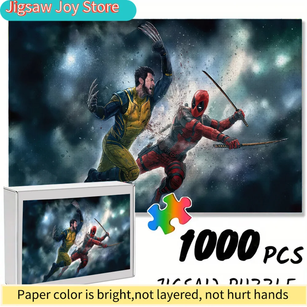 

Marvel Themed Seamless Jigsaw Puzzle Z12.8-5, Wolverine Deadpool Space Battle Design - Durable Thick DIY Puzzle, Adult Brain T