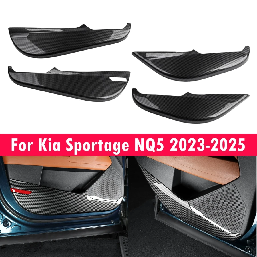 For Kia Sportage NQ5 2023-2025 ABS Car Door Anti Kick Pad Covers Carbon Fiber Pattern Sportage Door Protector 4PCS Set