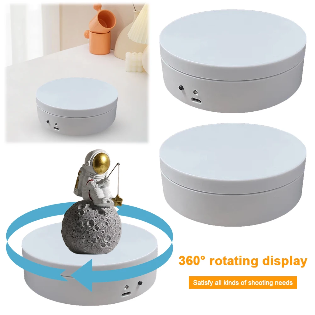 360 Degree Rotating Motorized Display Stand USB Charging/Battery Electric Turntable Automatic Revolving Platform for Model Cake
