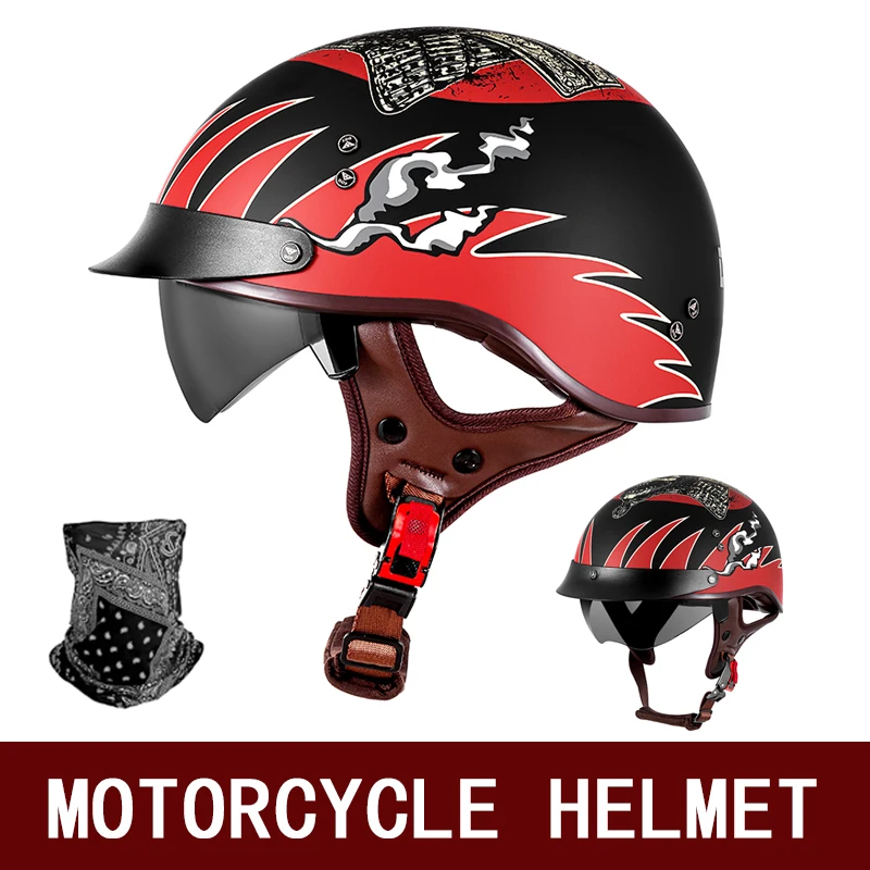 

Motorcycle helmet cross-country half helmet protective riding hat outdoor sports leisure riding retro cruise pedal safety helmet