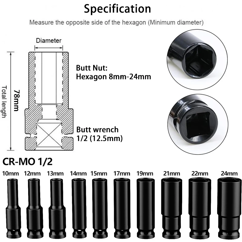 Electric Wrench Socket Set 1/2\