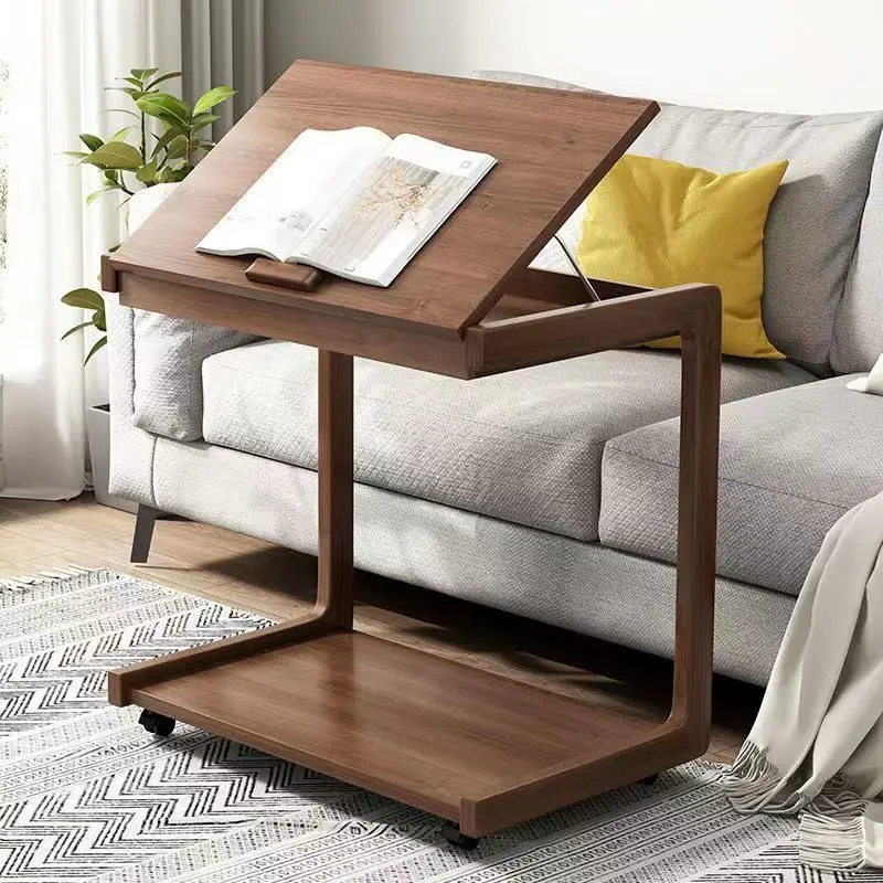 

Solid Wood Furniture Tea Coffee Table Sofa Corner Bedside Balcony Living Room Side Cabinet Movable Learning Table With Wheels