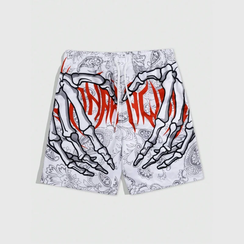 Trend Skeleton Hand Graphic Beach Shorts For Men Fashion Cool Summer 3D Printed Short Pants Loose Streetwear Hip Hop Swim Trunks