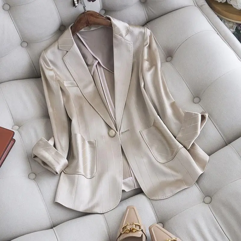 

Japanese Style High quality Striped Suit Jackets Fashion All-match Tailored Coat Coat Women 2025 Spring Autumn New Tops Mujer