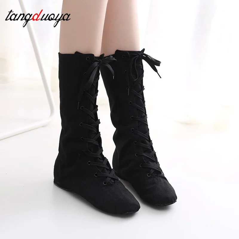 High Top Pole Dance Shoes Women Ballet Boots Jazz Shoes Kids Stage Show Footwear Modern Jazz Boots Men Split SoleModernDanceShoe