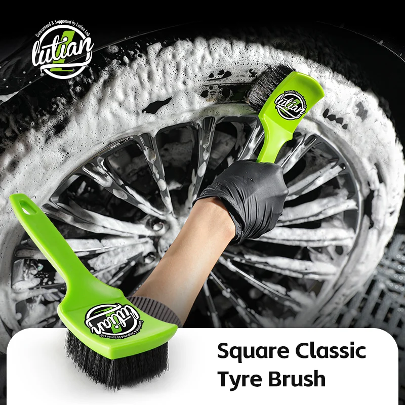 Square green handle tire brush, strong cleaning power, strong and durable