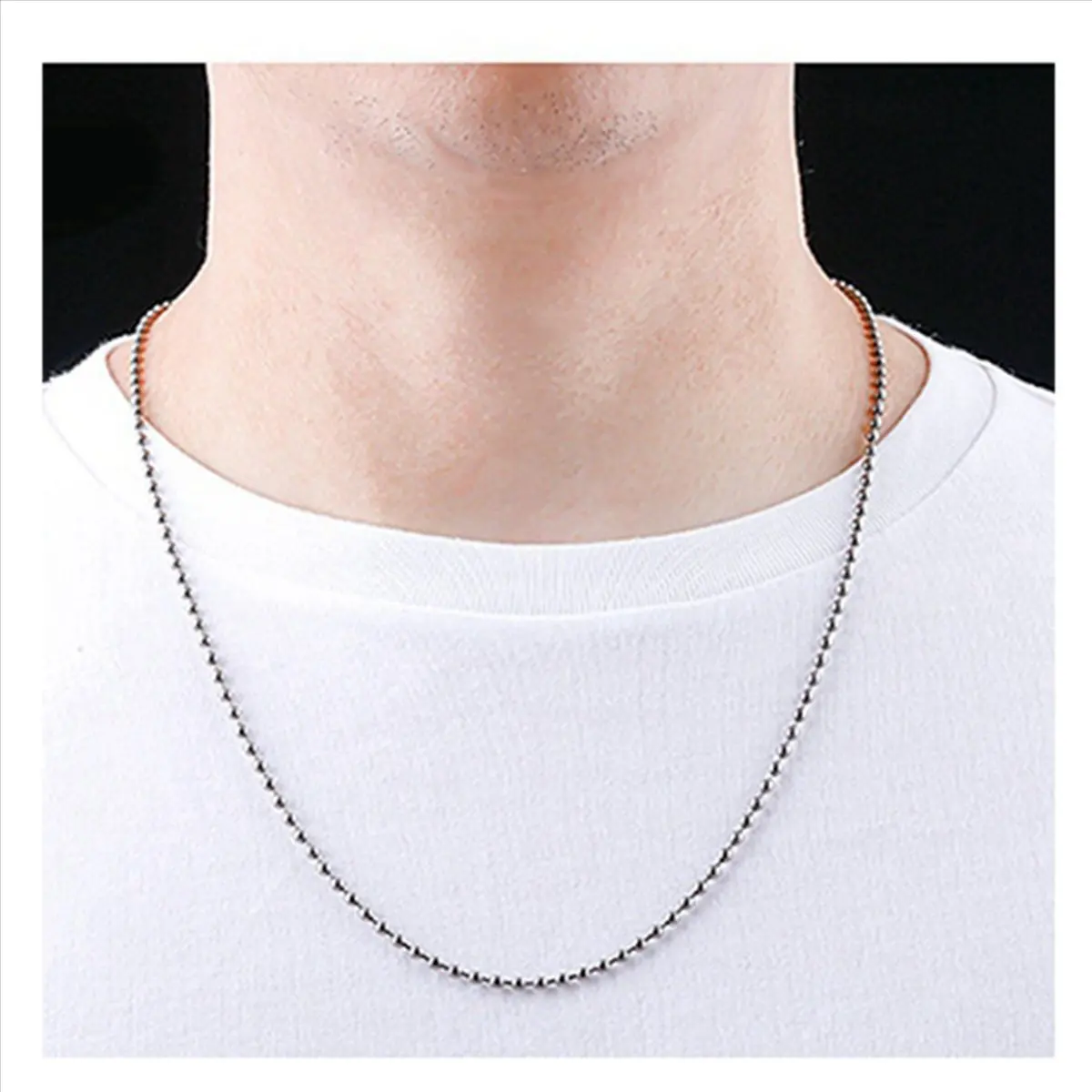 *N21R 5X التيتانيوم النقي سلسلة قلادة الزجاج حبة سلسلة قلادة ليس من السهل الصدأ بسيط سبائك التيتانيوم سوار-B #1