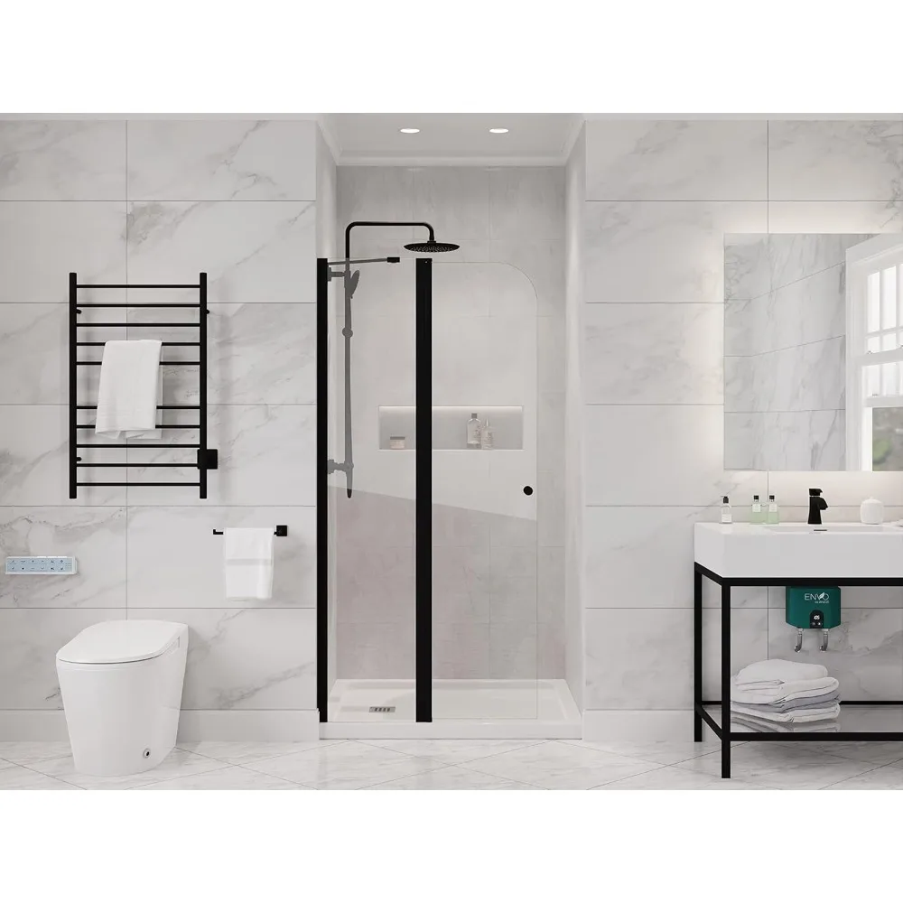 Frameless Swinging Shower Door, Resistance Free Hinges for Smooth Opening and Closing, Reversible Installation 72