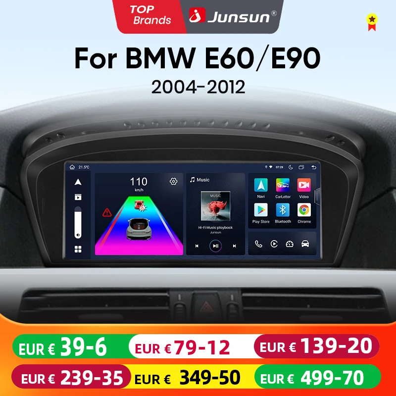 Junsun sans fil Carplay Auto autoradio multimédia pour BMW série 5 E60 E61 E63 E64 E90 E91 E92 E93 CCC CIC 4G GPS Navigation