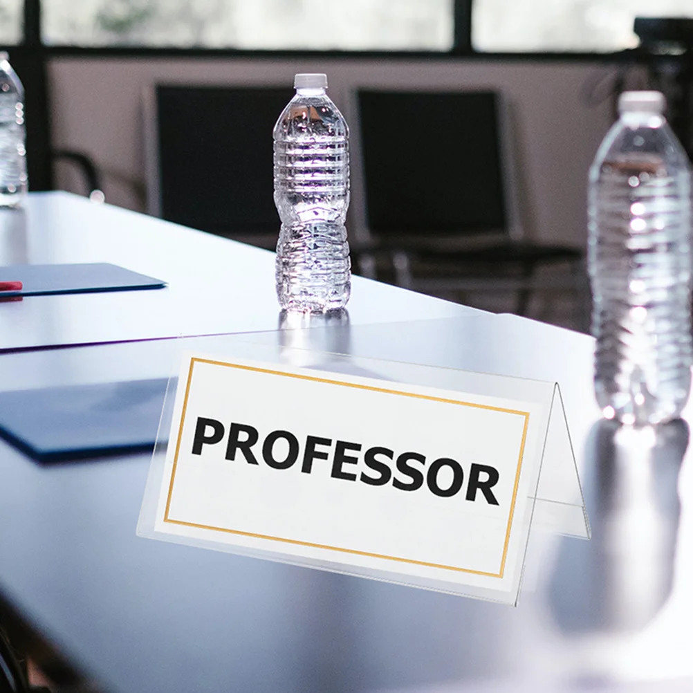 

6pcs Conference Table Cards Acrylic Name Plate 150x100mm Reusable Wedding Seat Display Signs Blank Invitations Number Holders