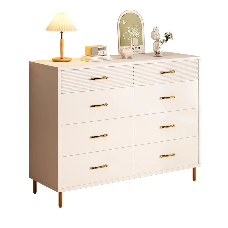 

Cream wind chest of drawers, solid wood storage, bedroom against the wall dopamine chest of drawers