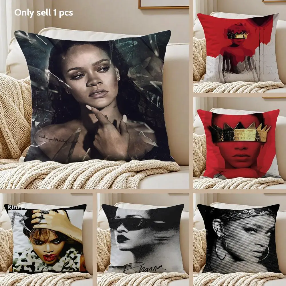 Singer R-rihanna Cushion Cover Silky Short Plush Sofa Pillow Cover Hidden Zipper Soft Dustproof Case for Home Decor