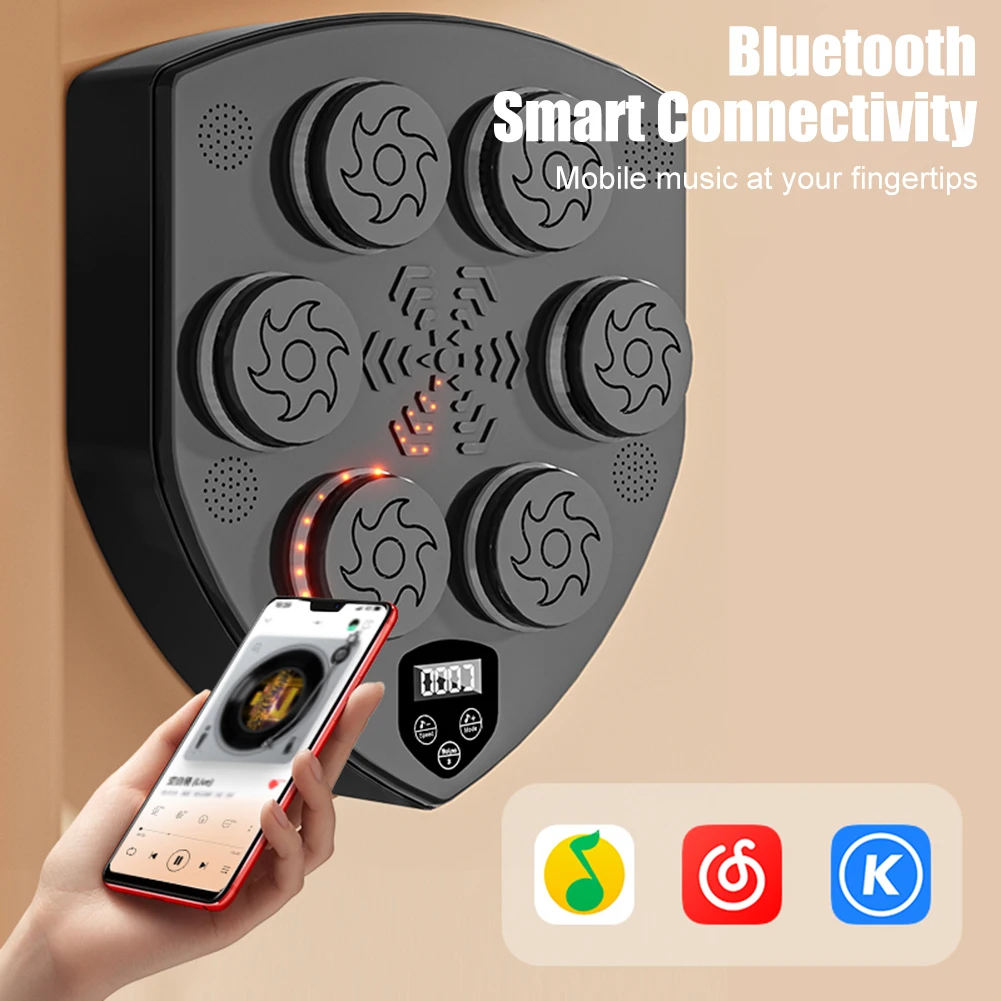 Music Boxing Wall Target Boxing Pads with Gloves Wall Mounted Bluetooth Rechargeable Boxing Exercise Training Kit Home Exercise