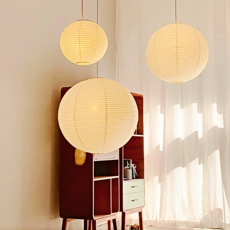Noguchi Rice Paper Pendant Light for Home Decor Minimalist Japanese Paper Hanging Lamps for Living Room Home Decor Hanging Light