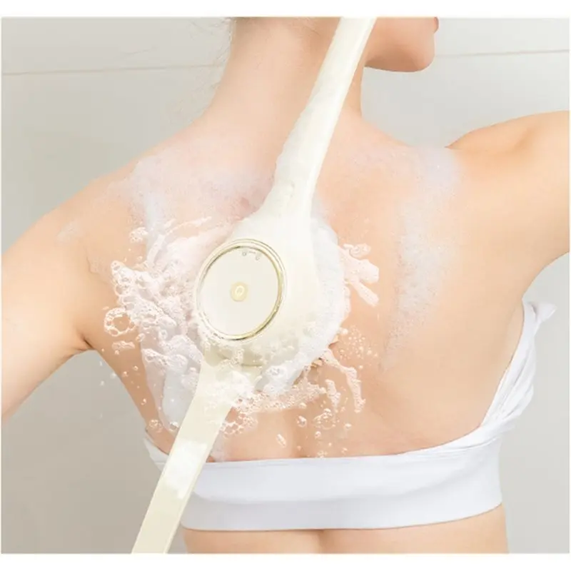 Efficient-Electric Body Brush Back Scrubber Waterproof Rechargeable Bath & Body Brush Long Dual Handle 5 Heads, 2 Speeds Nylon