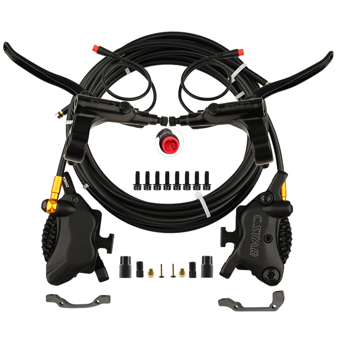 NFOX Mountain Bike 2P/3P/SM2A Power-Off Brake Lever Electric Scooter 4-Piston Hydraulic Left Mounted Disc Rotor Accessory Set