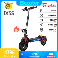 iScooter iX5S Electric Scooter 11 Inch Off-Road Tires 1000W Motor 48V 15Ah Battery 60-65km Range Dual Disc Brakes eScooters
