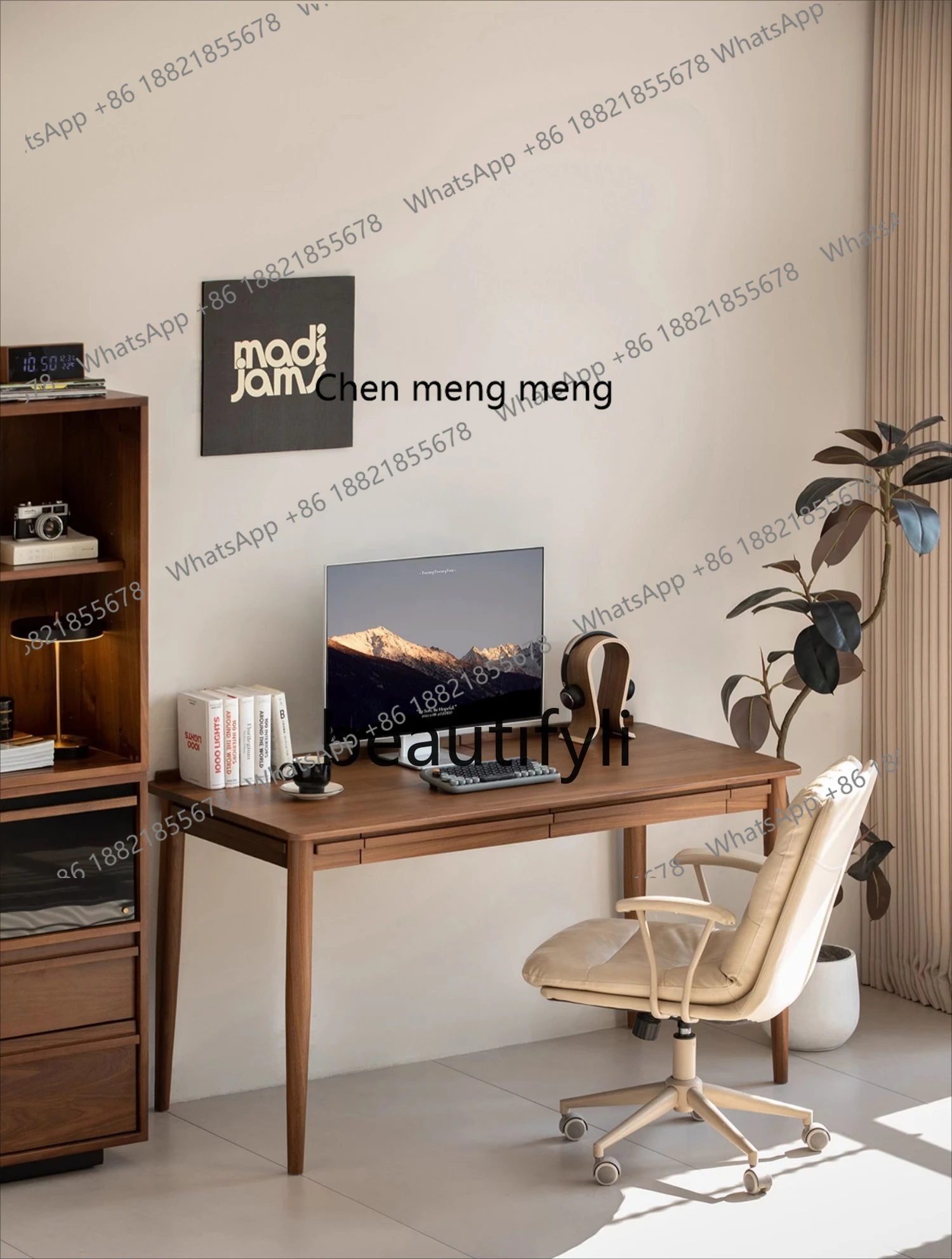 

Q178 Solid wood desk North American black walnut home bedroom work study writing office computer desk