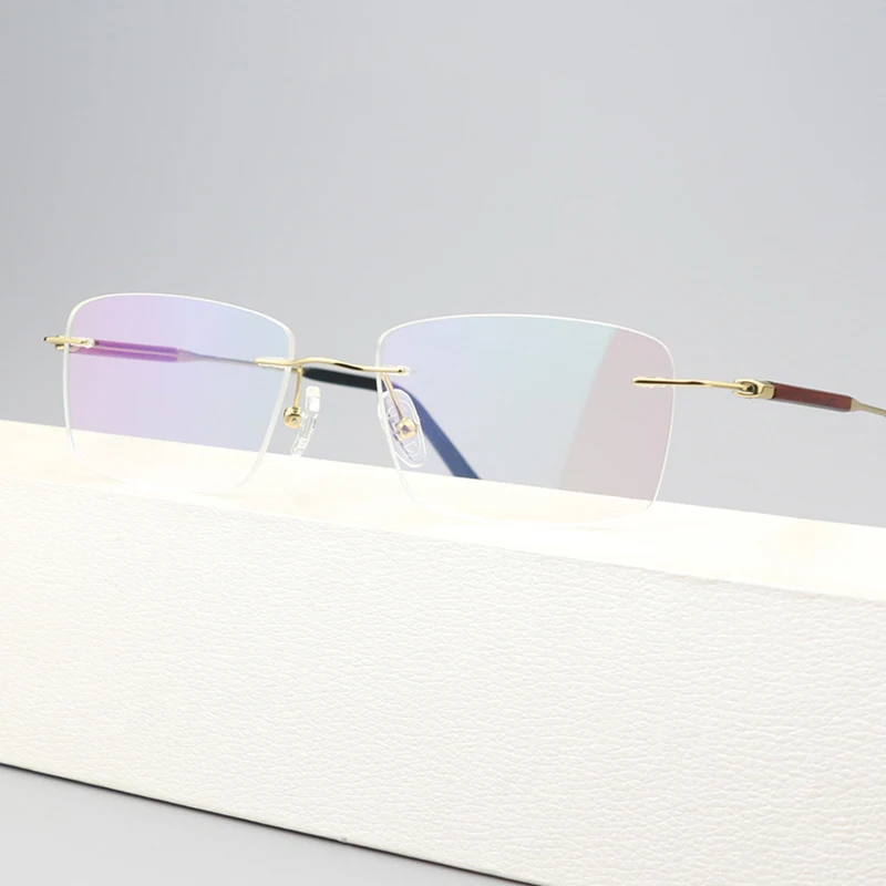 

Pure Titanium Frameless Glasses Frame Men High End Rosewood Prescription Myopia Reading Eyewear Eyeglasses Frames Spectacles