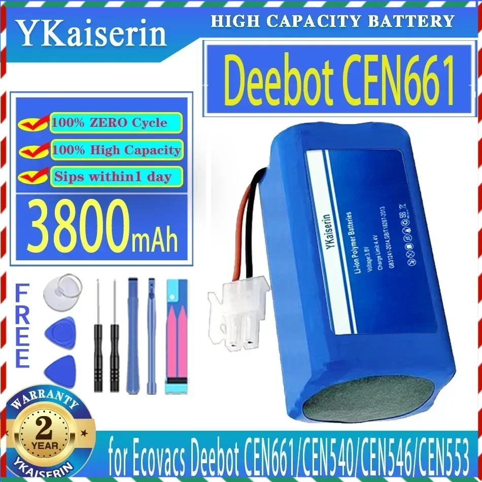 

YKaiserin 3800mAh Replacement Battery for Ecovacs Deebot CEN661/CEN540/CEN546/CEN553 Vacuum Robot Digital Batteries