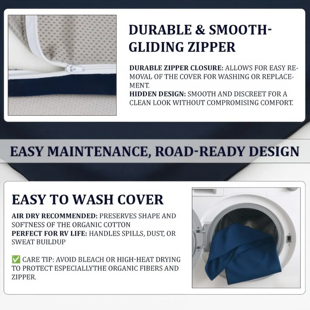 مرتبة RV بطابقين مقاومة للماء 5 × 48 × 80 - رغوة قوية عالية الكثافة، غطاء بوليستر، مثالية للشاحنات والمعسكر #5