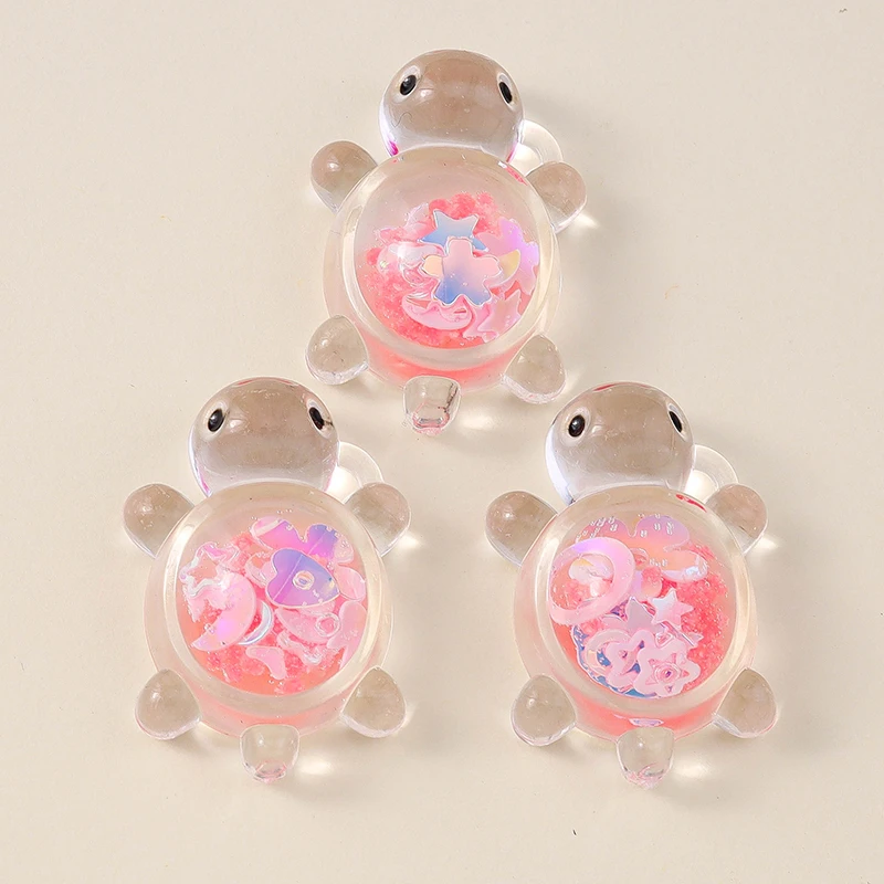 Leslie 10 Stück 21 x 30 mm kreative Glitzer-Schildkröten-Charms aus Kunstharz, Schildkröten-Anhänger für Ohrringe, Halskette, Schmuck, DIY, süßes Kinderspielzeug – Detail 5