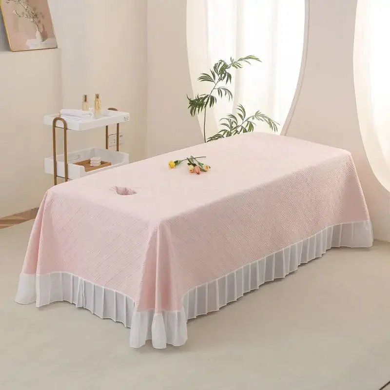 With Hole Beauty Salon Bedsheet Cosmetic Salon Solid Color Bed Covers Massage Treatment Bedspread SPA Bed Table Cover Bed Sheets