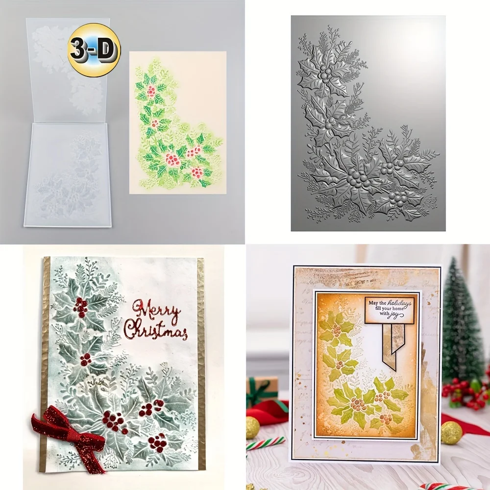 

Christmas 3D Embossed Folder Plastic Relief Embossing Folders For Card Making DIY Scrapbooking Art Craft Deco Background Photo