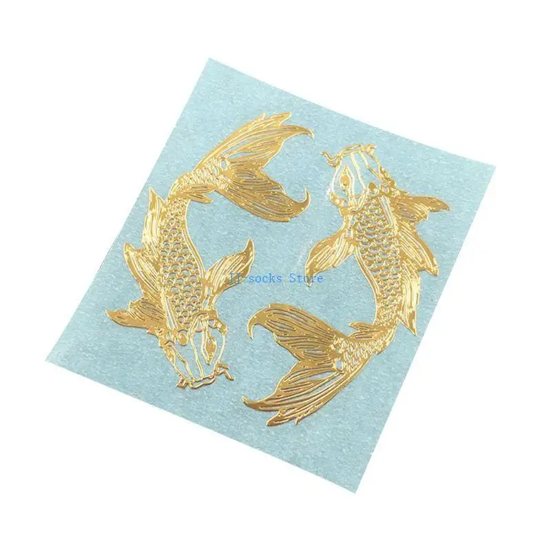 37JB 2Pcs/Pair Golden Carp Fish Epoxy Resin Mold Metal Sticker DIY Jewelry Fillings