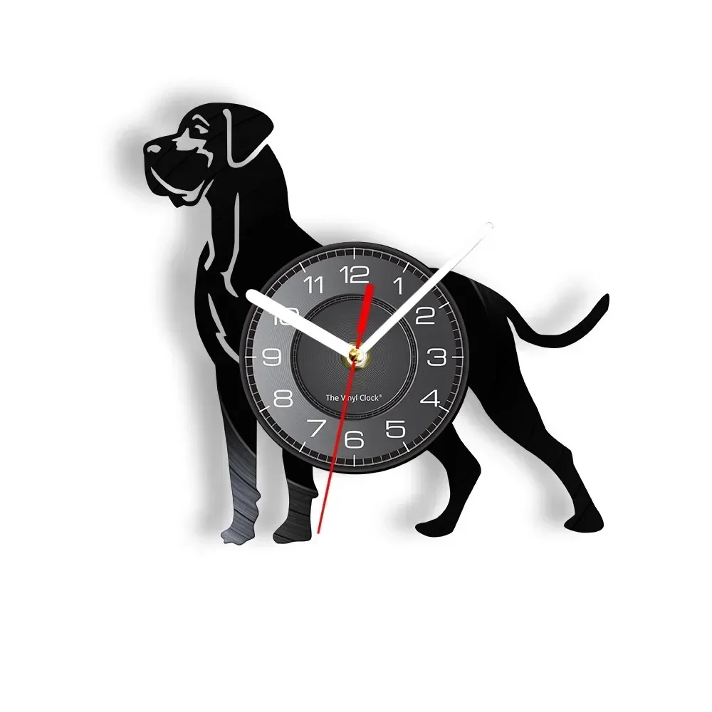 Great Dane Dog Wall Clock with LED Illumination Lovely Doggy Pets Animals Vinyl LP Record Wall Watch Home Decor for Puppy Lovers