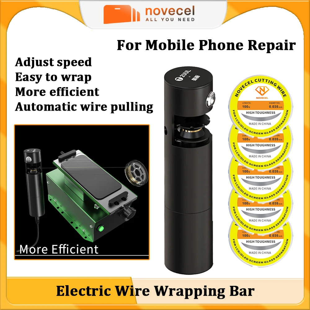 

2UUL DA20 Auto Electric Wire Wrapping Bar For Screen Glass Removing Separating Gold Steel Wire Line Handle Phone Repair Tools