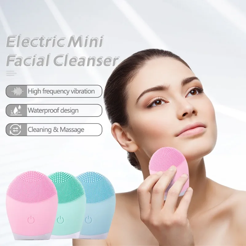 Silicone Vibratory Massage Cleanser Beauty and Rejuvenation Into Mini Waterproof Acoustic Wave Cleanser