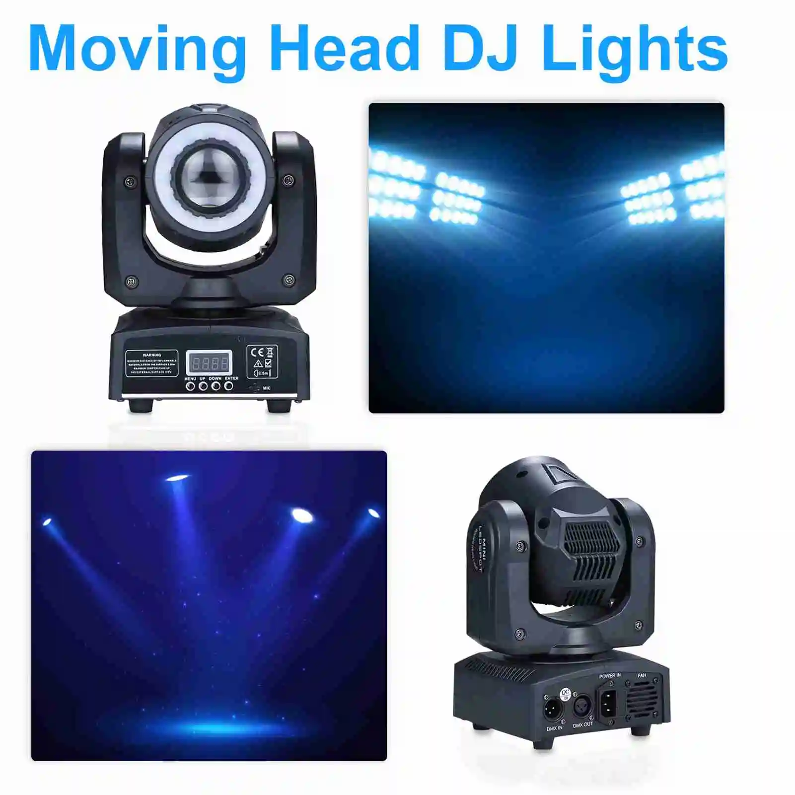 Aoresac 60W LED 무빙 헤드 라이트 8색 8패턴 DJ 조명 스포트라이트 DMX512 사운드 활성화 제어 무대 조명