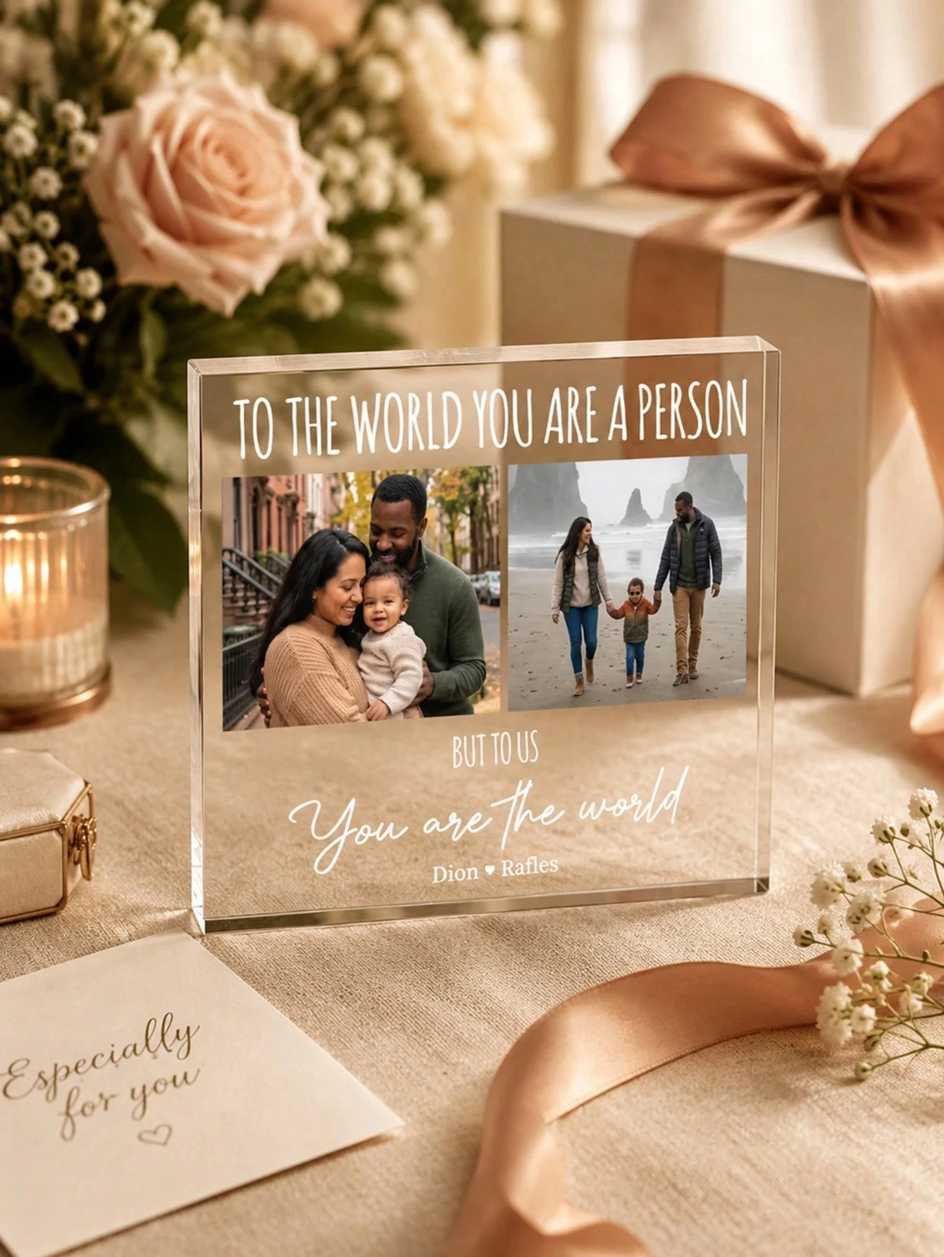 Customizable Acrylic Heart-Shaped Plaque Photo & Text Birthday Gift Sentimental Keepsake Thoughtful Present with Personalization
