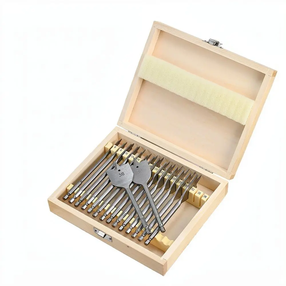 Three Point Flat Drill Bit Set For For Zhongke High Carbon Steel Hex Shank Woodworking Precision Hole Boring Tool