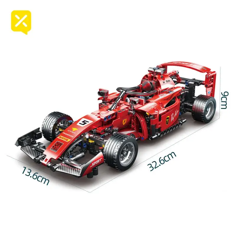 Mainan blok bangunan mobil balap, blorx mainan 455 buah Model F1 Formula mobil balap merah, skala 1:18 blok bangunan kreatif, mobil olahraga, hadiah untuk dewasa