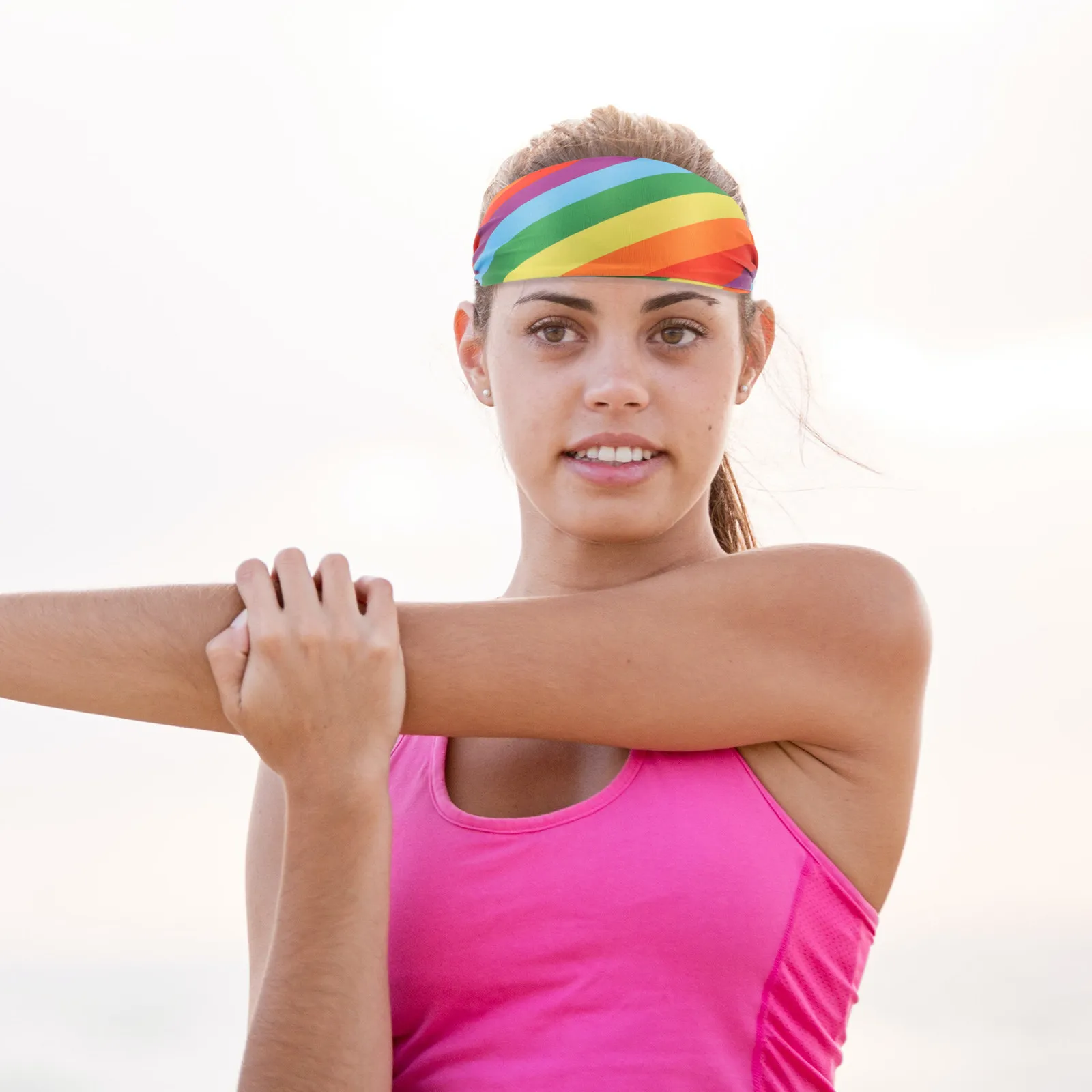 

Спортивная повязка на голову Rainbow Sports, впитывающая пот, эластичная, декоративная, для фитнеса, йоги, бега, пилатеса, стильная, универсальная.