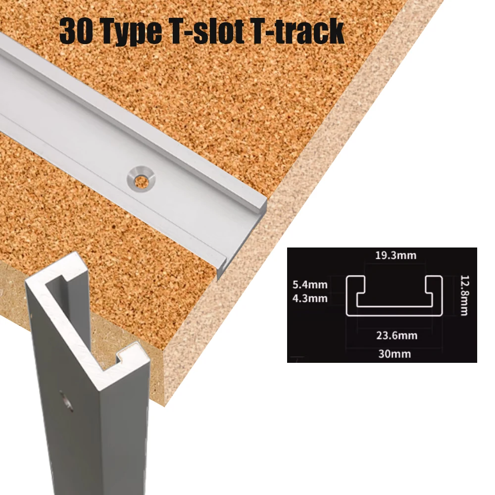 

30 Type T Track Miter Silver Aluminum T-slot Slot Miter Track Stop Woodworking Bench T Slot for Router Table Bandsaws DIY Tool