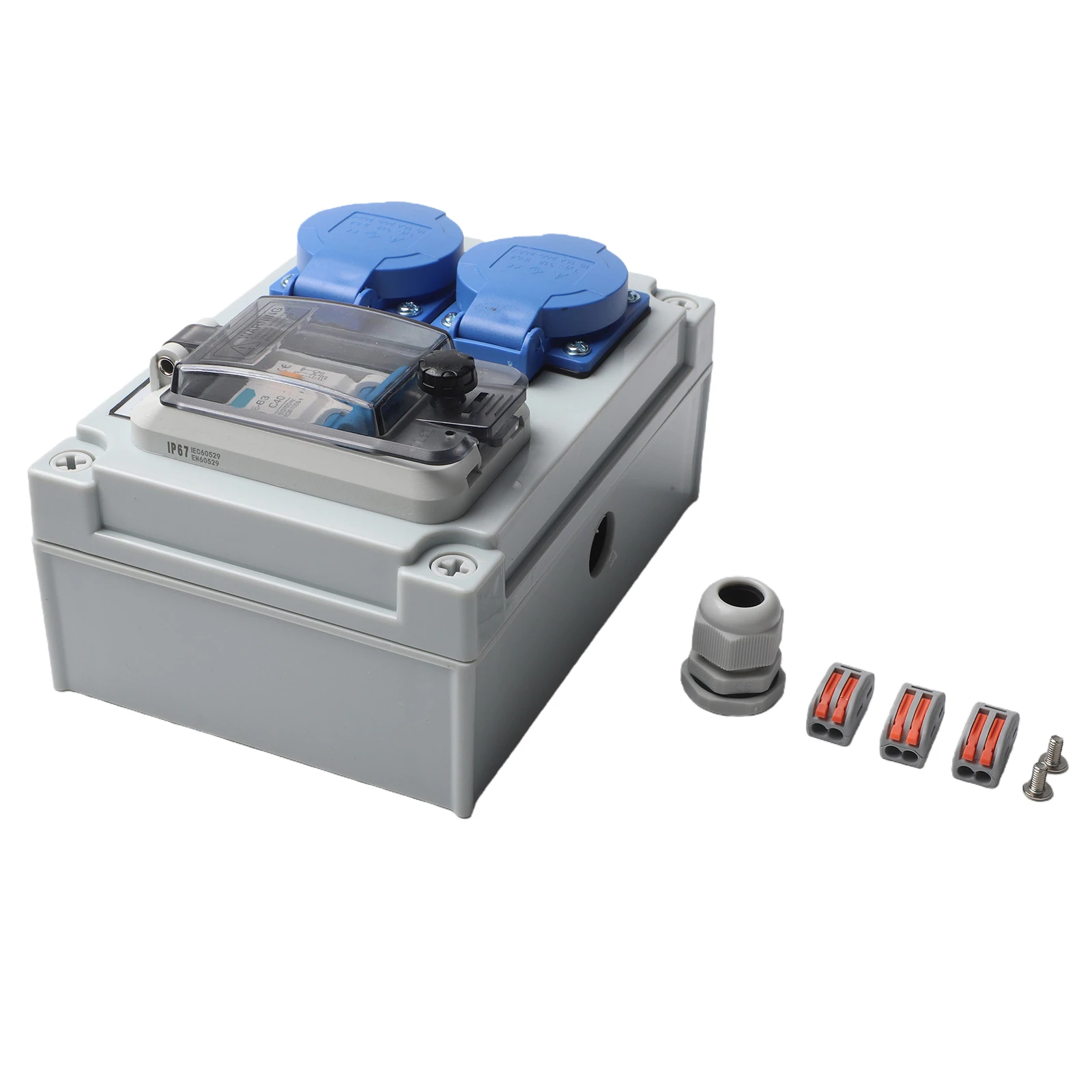 Gray Blue Wall Distributor Safe Power Distribution System Power Distribution Outdoor Use Integrated Circuit Breaker