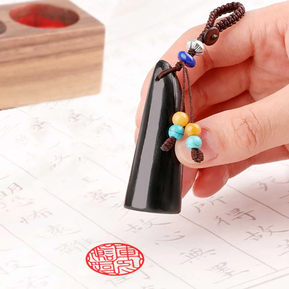 

Штампы с именем для ручного счета, натуральный OX-рог, индивидуальные персонализированные уплотнения с подвеской, каллиграфическая живопись