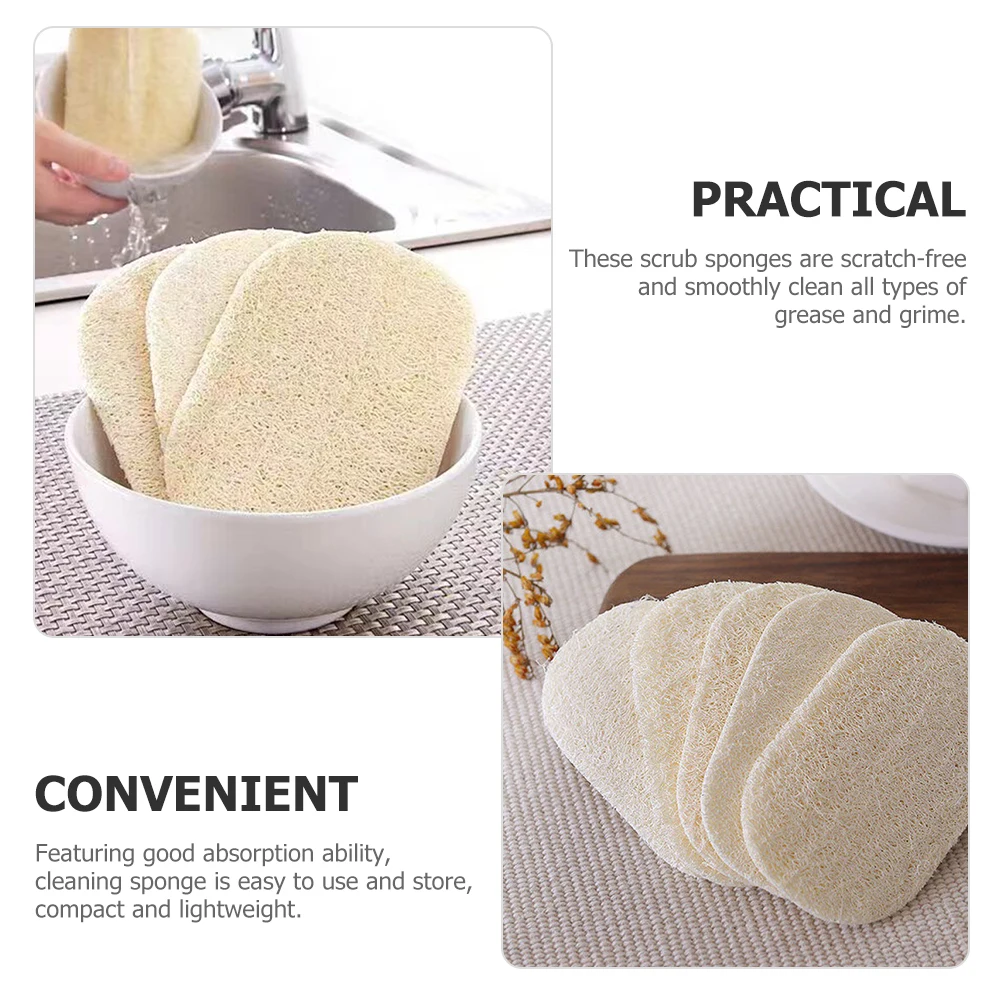 

10pcs Loofah White Kitchen Natural Loofah Sponge Cleaning Kitchen Brush Tool Cleaning Tool Bathing Sponge Absorption Storage