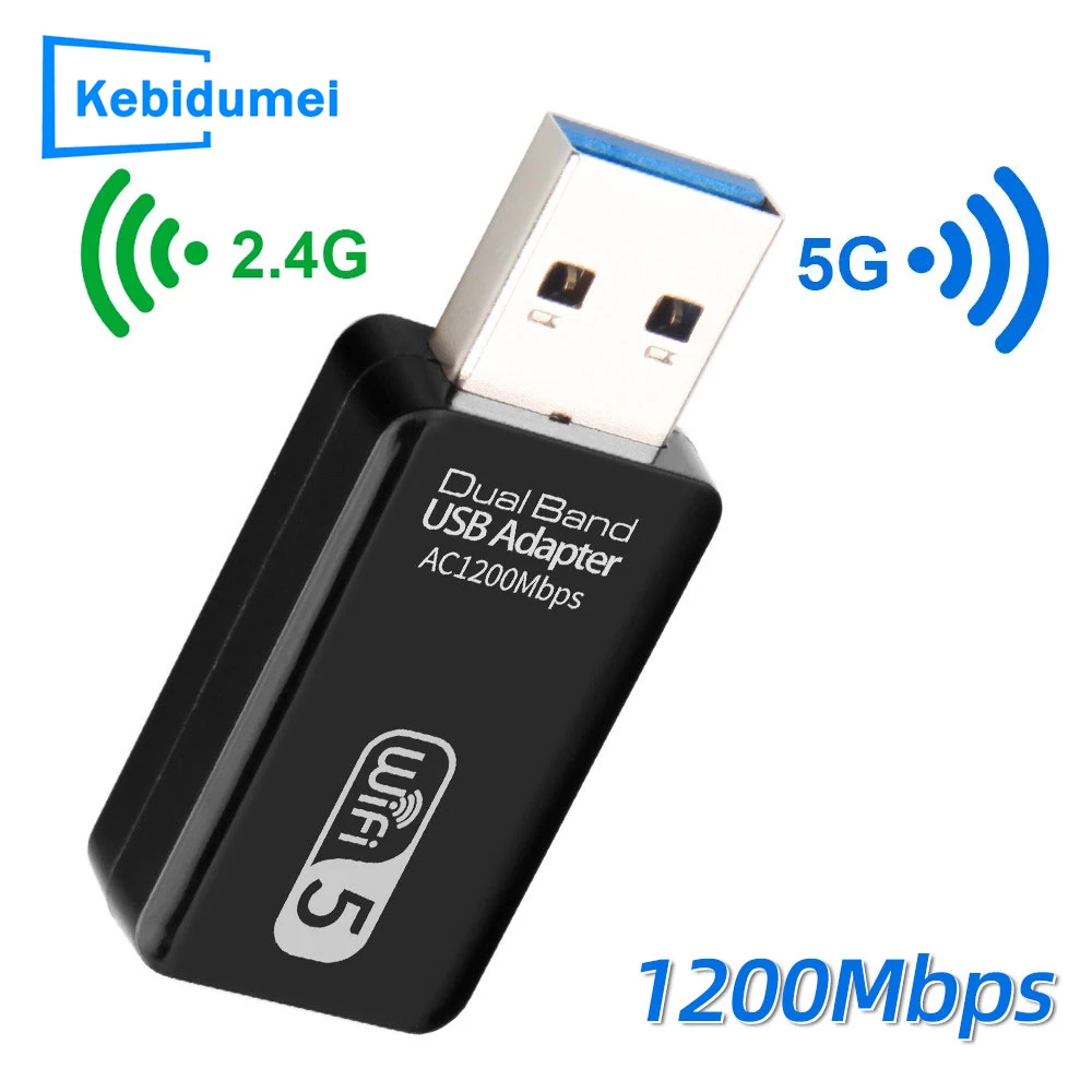 Adaptador Wifi USB de 1200Mbps y 5Ghz, tarjeta de red USB 3,0, adaptador Ethernet, antena Wifi de banda Dual, módulo Wifi de 2,4G y 5G para PC y