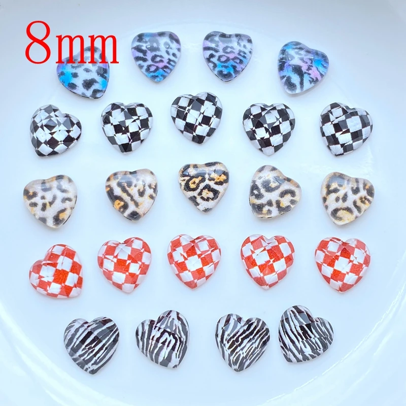 100pcs New Shiny Leopard Heart Nail Rhinestones Gems Glitter Nail Art Jewelry Manicure Nail Decoration Accessorie