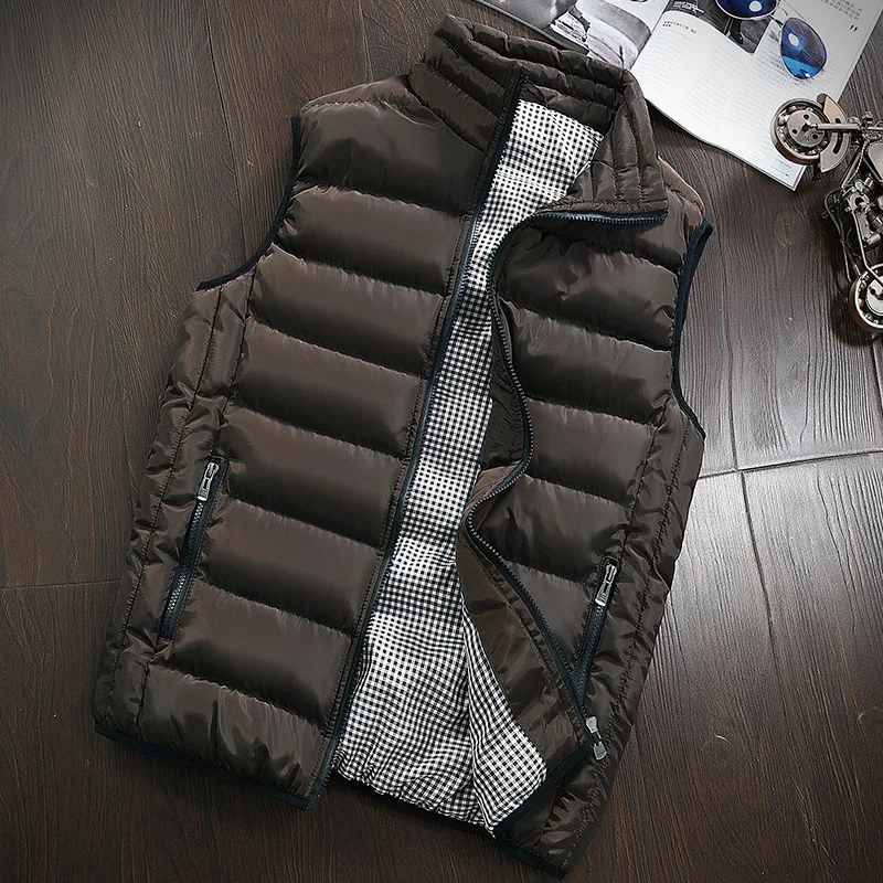 Men's Winter Warm Puffer Vest - Thickened Lightweight Sleeveless Jacket for Outdoor & Casual Wear