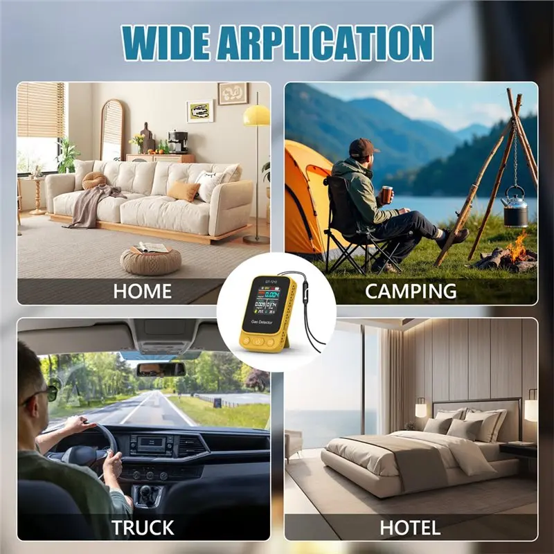 A37T-5-In-1 Portable Air Quality Monitor Handheld Formaldehyde & Carbon Dioxide Detector With Indoor Temperature & Humidity