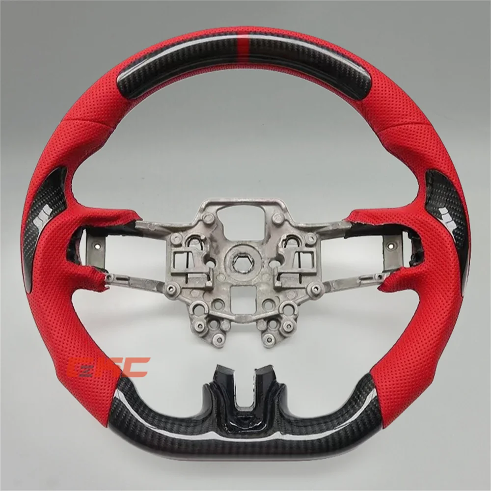 

Customized Carbon Fiber red Perforated Leather Steering Wheel for 2015 2016 2017 Ford GT350