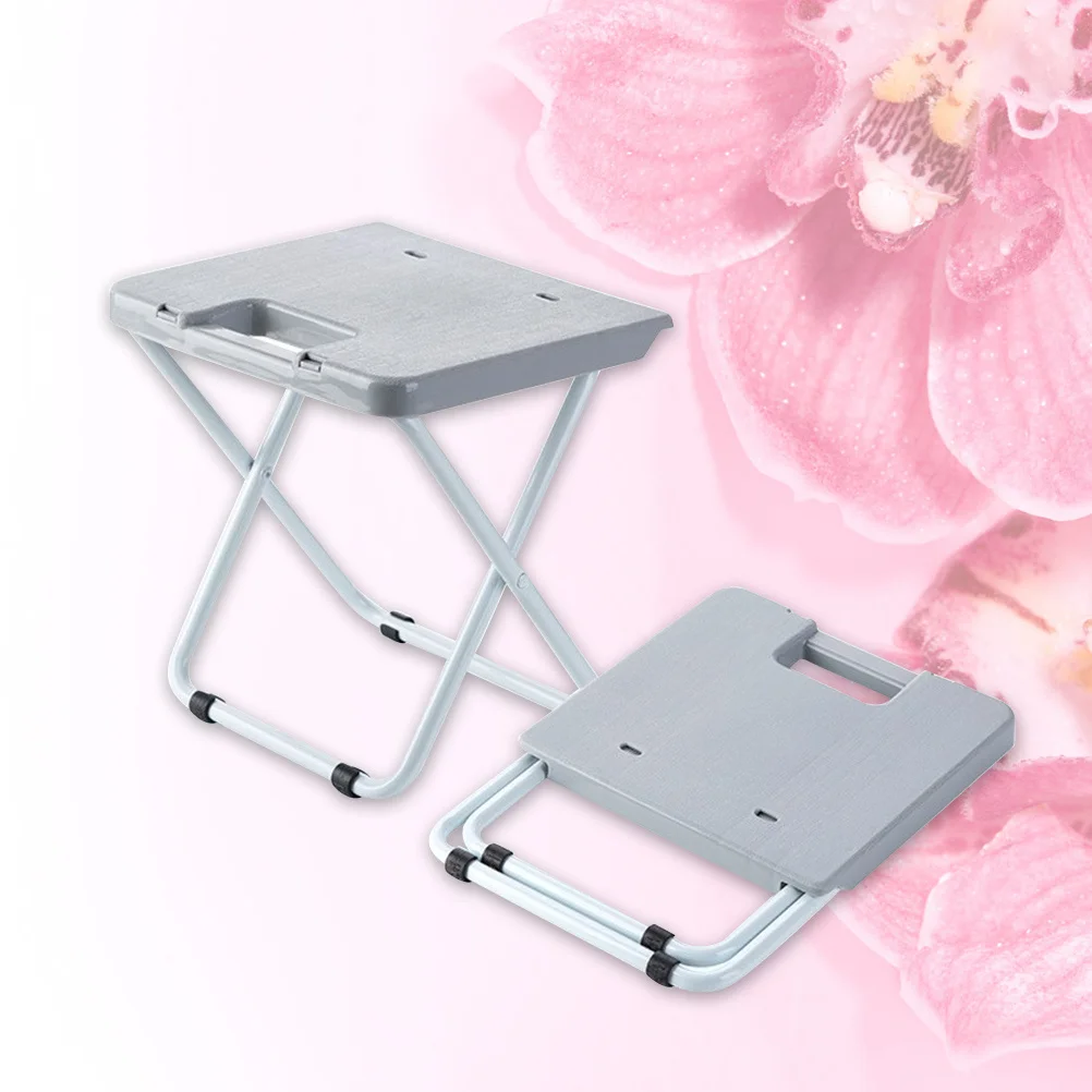 

Folding Stool Portable Lightweight Iron and PP Material Space Saving Foldable Design for Home Outdoor Travel Use Grey