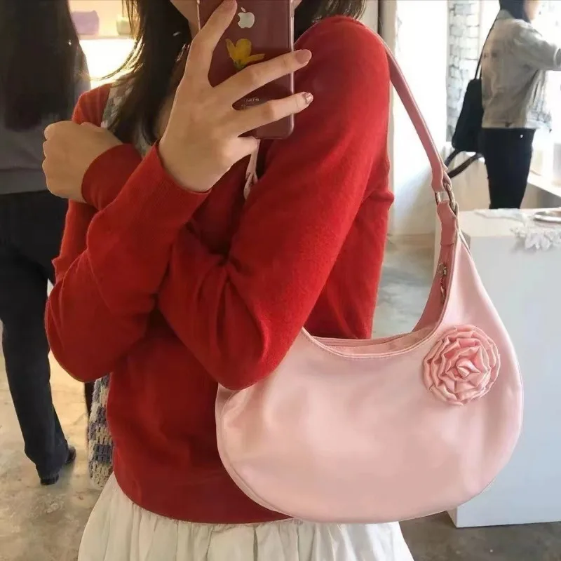 Vintage Casual Patchwork Flower Shoulder Bags Streetwear All Match Trendy Underarm Bag Fashion Simple Casual Women\'s Handbags