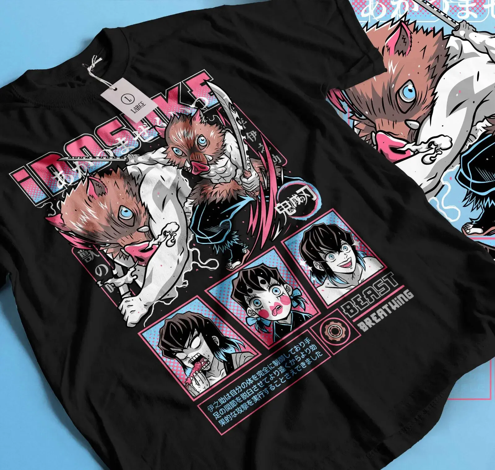 Inosuke T-Shirt Demon Slayer Kimetsu No Yaiba Anime Manga Gift Shirt All Size326